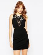 Wyldr Look Out Dress With Cut Outs And Lace Inserts - Black