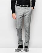 Number Eight Savile Row Exclusive Prince Of Wales Check Pants In Skinny Fit - Gray
