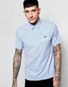 Fred Perry Polo Shirt With Woven Oxford Collar Slim Fit - Smoke Oxford