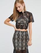 Keepsake Rhythm Lace Co-ord Top - Black