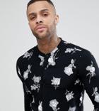Rose London Muscle Shirt In Black With Floral Print Exclusive To Asos - Black
