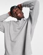 Asos Design Oversized Polo Sweatshirt In Gray Heather