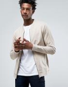 Troy Bomber Sweat In Washed Sand - Beige