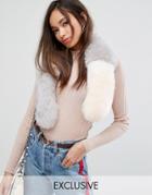 My Accessories Faux Fur Scarf - Gray