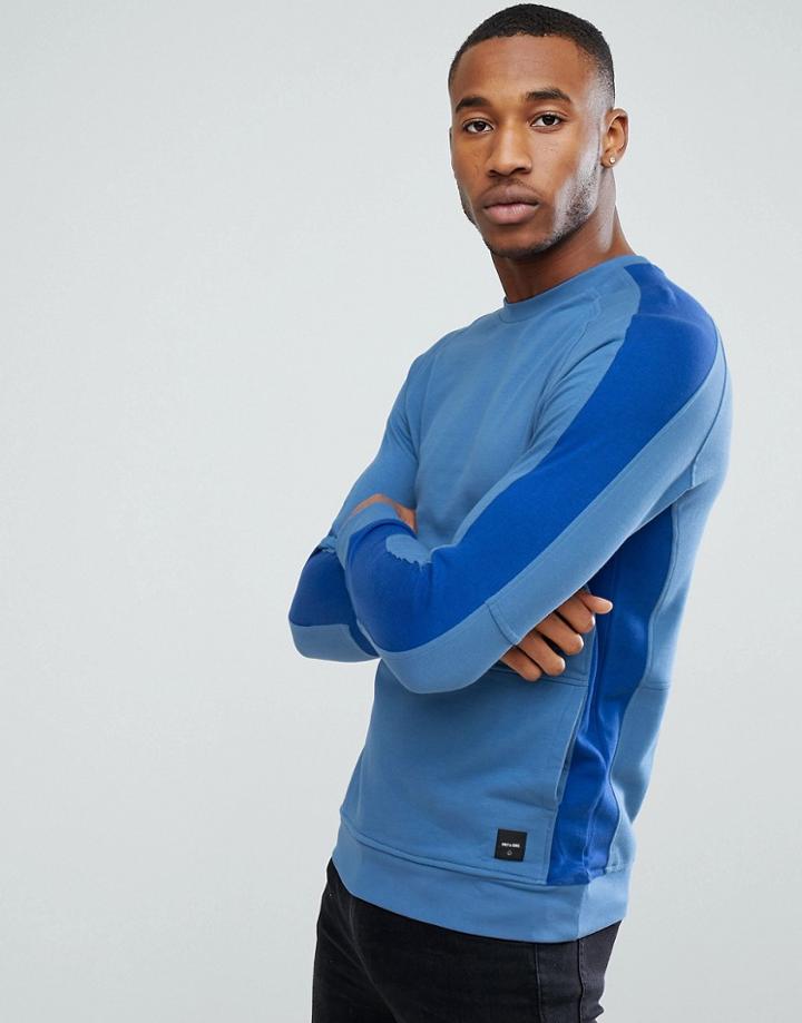 Only & Sons Sweatshirt With Cut And Sew Detailing - Blue