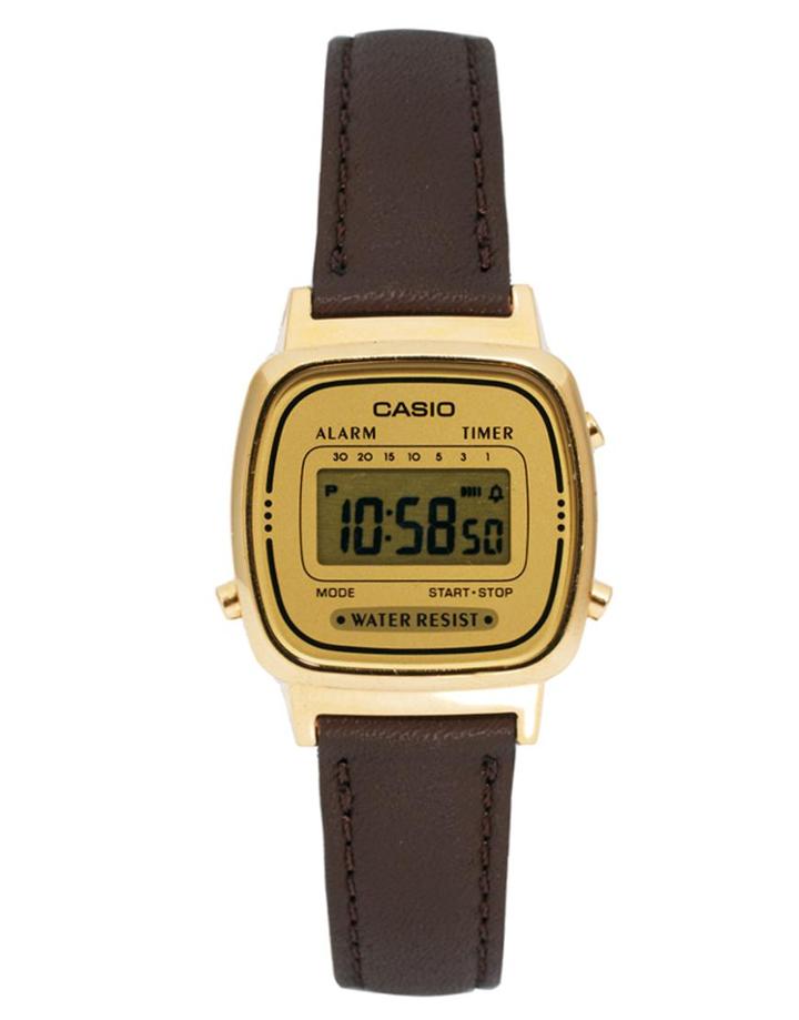 Casio Brown Leather Strap Digital Watch