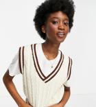 Stradivarius Cricket Vest In Cream-white