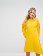 Monki Puff Sleeve Midi Sweat Dress - Yellow