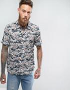 Allsaints Short Sleeve Shirt In Floral Print - Gray