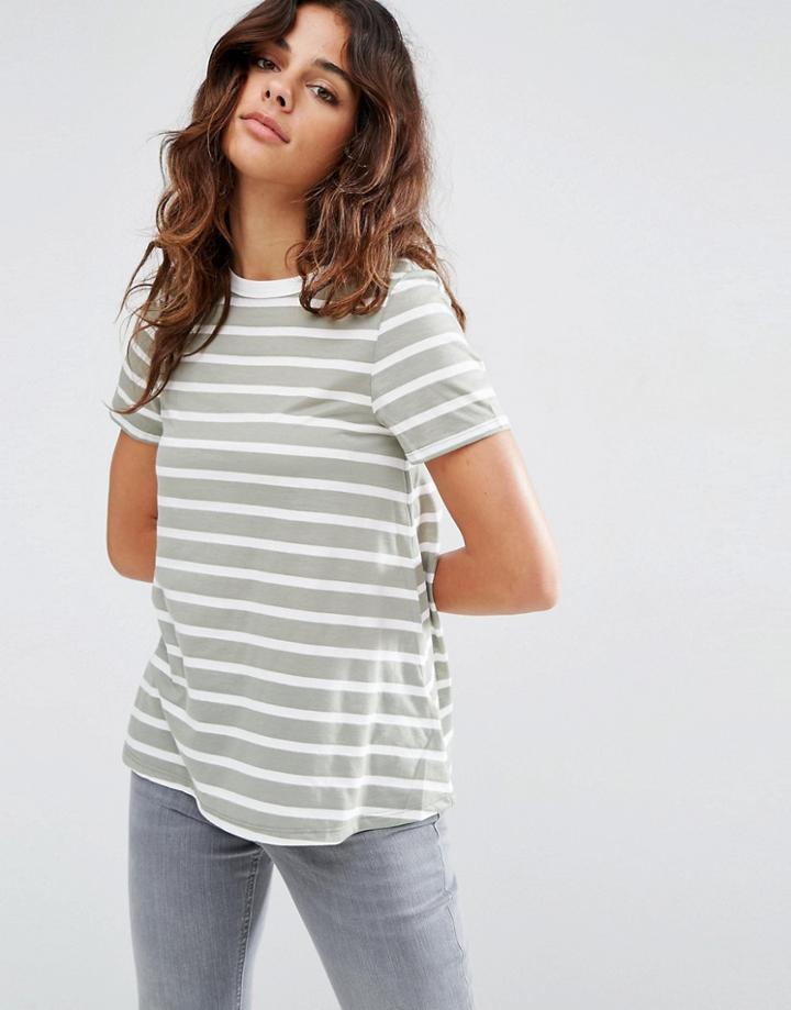 Asos Swing T-shirt In Stripe - Green
