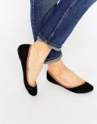 London Rebel Contrast Trim Ballerina Shoes - Black