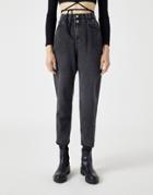 Pull & Bear Slouch Fit Jeans With Elasticized Waist In Black