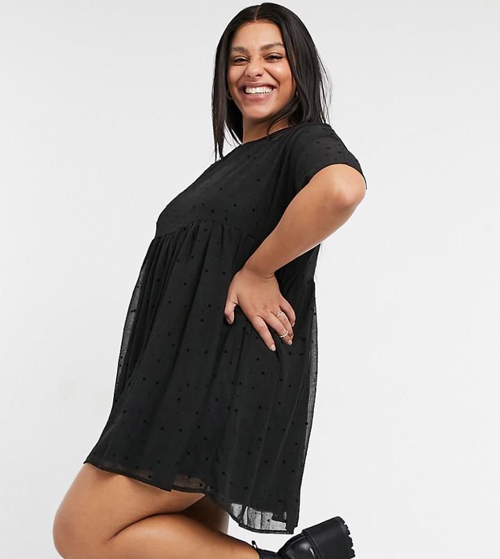 Urban Threads Curve Sheer Smock Dres In Velour Splodge-black
