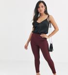 Asos Design Petite High Waist Pants Skinny Fit In Rioja-red
