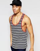 Asos Extreme Racer Back Striped Tank With Contrast Trim