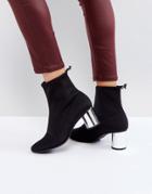 Bershka Boot With Silver Heel - Black