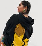 Disney The Lion King X Asos Design Curve Oversized Hoodie With Simba And Mufasa Back Print - Black