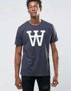 Wood Wood Large Aa Logo T-shirt Exclusive - Navy