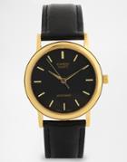 Casio Gold Detail Black Leather Strap Watch Mtp1095q-1a