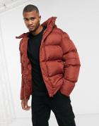 Asos Design Recycled Puffer Jacket With Detachable Hood In Oxblood-red