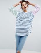 Asos T-shirt In Oversized Cutabout Stripe - Multi