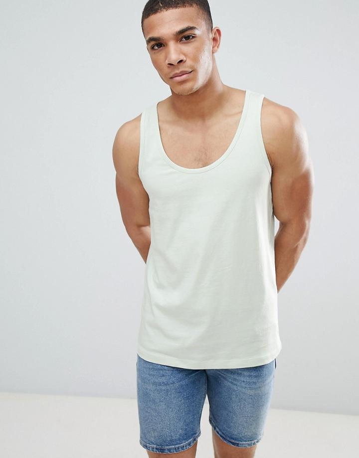 Asos Design Tank In Pale Green - Green