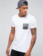 Asos Muscle T-shirt With Paisley Print Pocket - White
