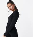 Asos 4505 Petite Cable Knit Base Layer Long Sleeve Top-black