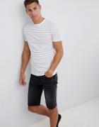 New Look T-shirt In White Stripe - White