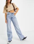 Stradivarius 90s Dad Jeans In Vintage Blue-blues