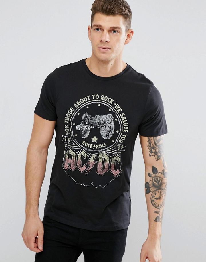 New Look T-shirt With Acdc Print In Black - Black