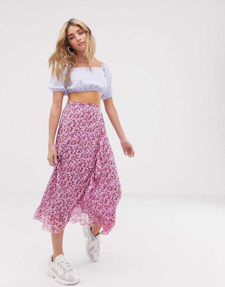 Resume Ninnet Floral Frilled Hem Midi Skirt-purple