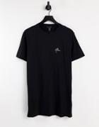 New Look Longline T-shirt With Nlm Embroidery In Black