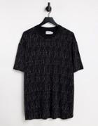 Topman Oversized Fit T-shirt With Metallic Spark In Black