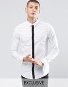 Only & Sons Skinny Shirt With Contrast Placket And Stretch - White