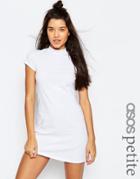 Asos Petite A-line Shift Dress With High Neck - White