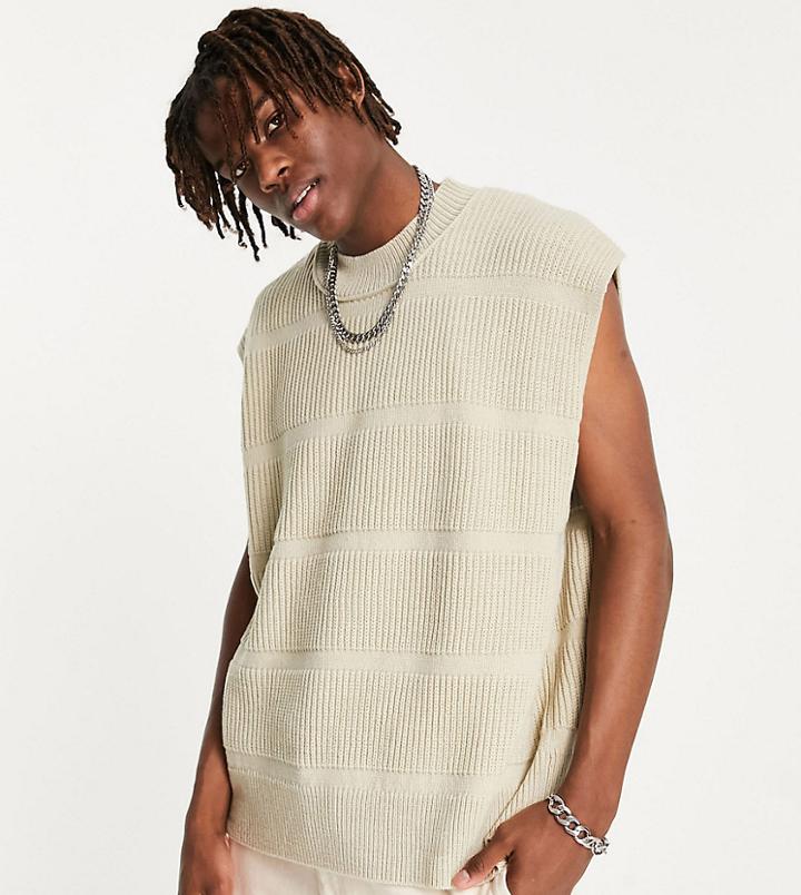 Collusion Crew Neck Tank In Oatmeal-green