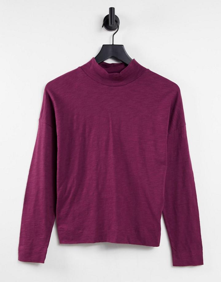 Whistles High Neck Relaxed Jersey Top In Red