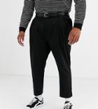 Asos Design Plus Tapered Crop Smart Pants With Double Pleat In Black