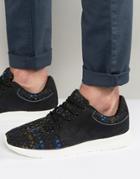 Pull & Bear Woven Sneakers In Black And Blue - Black