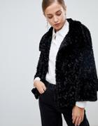 Jayley Luxurious Curly Fur Jacket - Black
