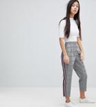 Asos Petite Tailored Pants In Mono Check With Sports Trim - Multi