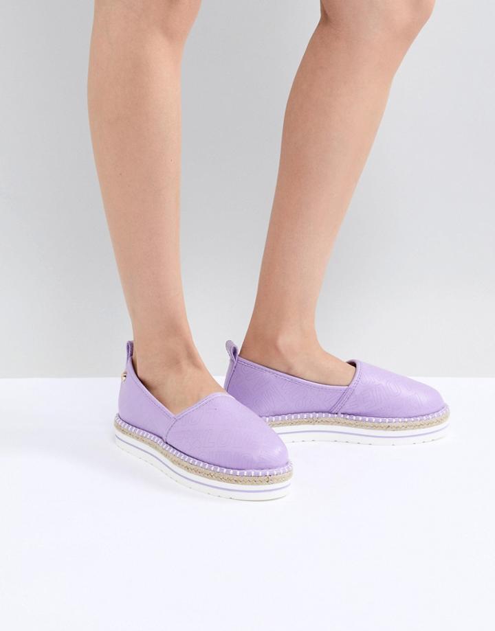 Love Moschino Logo Flatform Espadrille - Purple