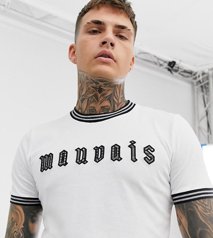 Mauvais Muscle T-shirt With Check Text Logo-white