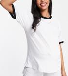 Asos Design Maternity T-shirt With Tipping In White