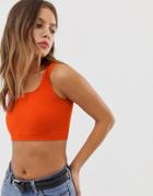 Noisy May Square Neck Crop Top-red