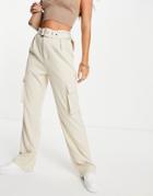 In The Style Wide Leg Cargo Pant In Stone-neutral