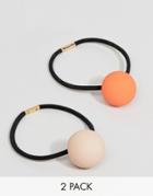 Asos Pack Of 2 Matte Ball Hair Ties - Multi
