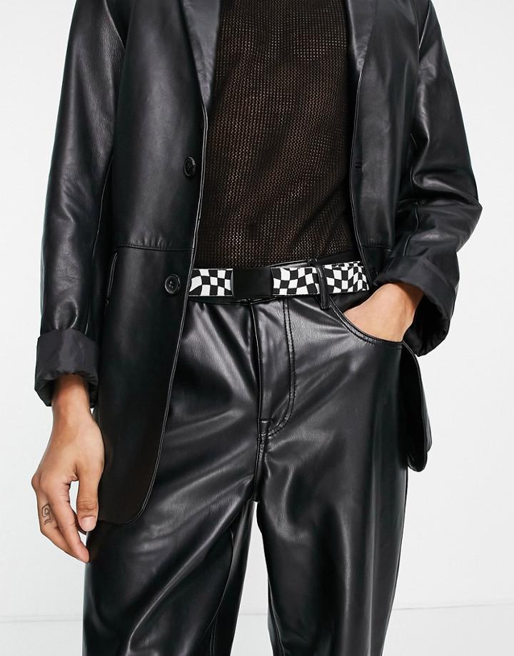Asos Design Webbing Belt In Check Print-multi