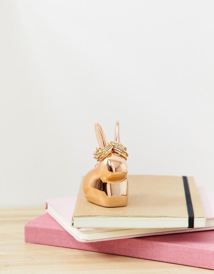 Candlelight Rose Gold Bunny Ring Holder - Pink